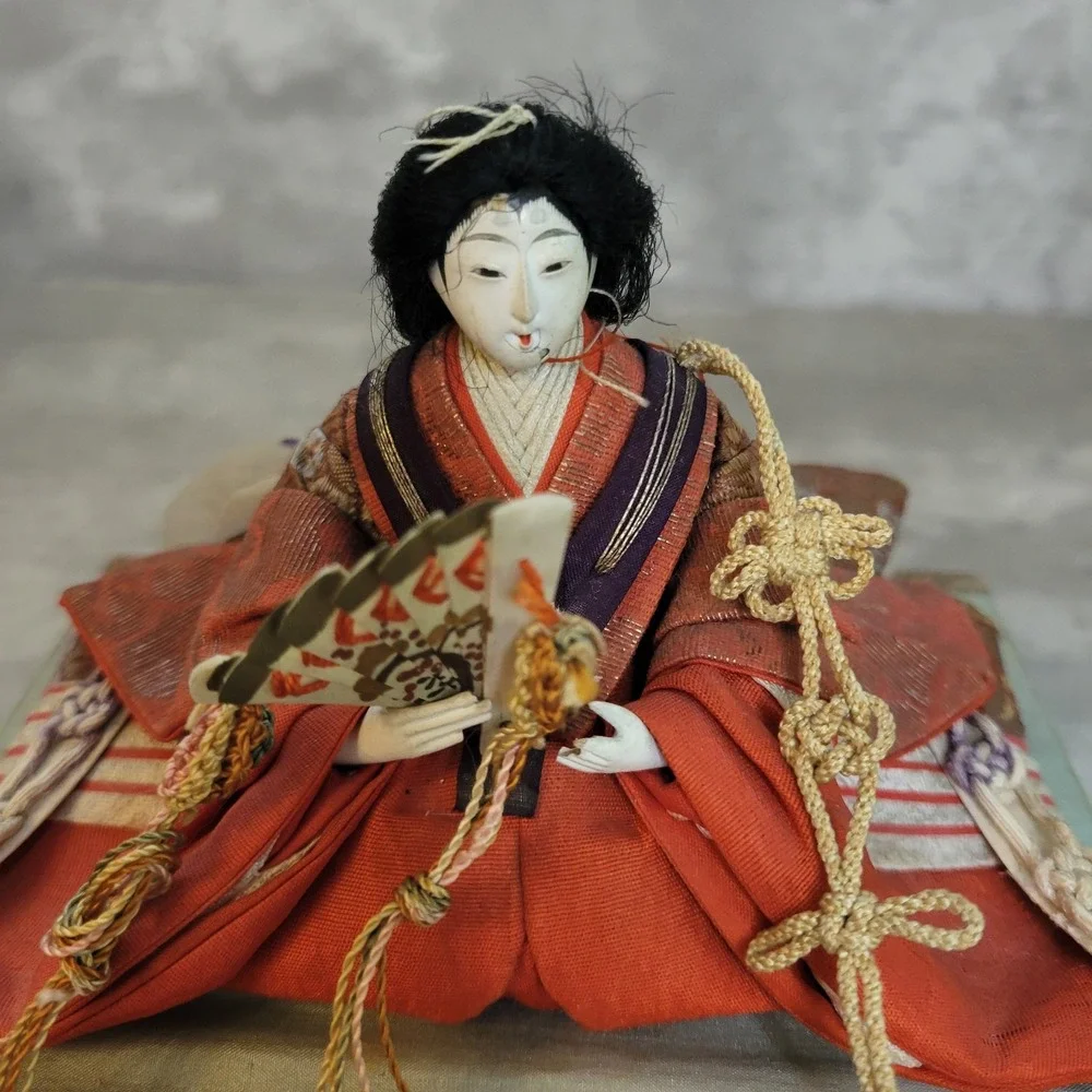 Vintage Japanese‎ Hina Doll Figurine Display Case Antique Decoration